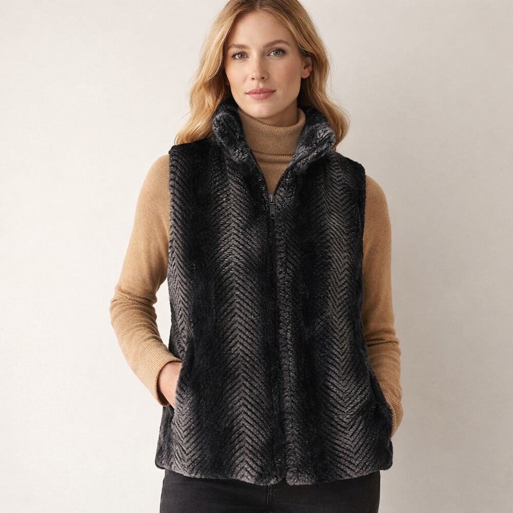 Giacca Reversible Vest Faux Fur Size Medium